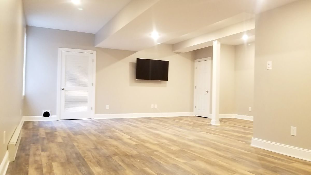 LVP flooring in a finished basement