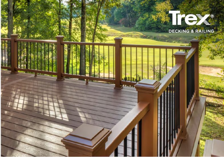 Modern gray composite deck with white railing